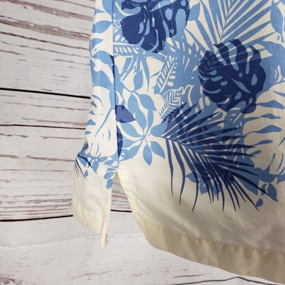 Caribbean Swimwear Men's Blue Cream Hawaiian Short Sleeve Shirt Size Large - Picture 12 of 14